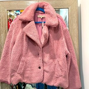 NWT Free People Joplin Cozy Jacket Smoked Pink Sherpa Teddy Coat Size Large